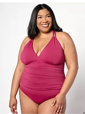 Jantzen Surplice Neck Strappy Back
One-Piece Swimsuit